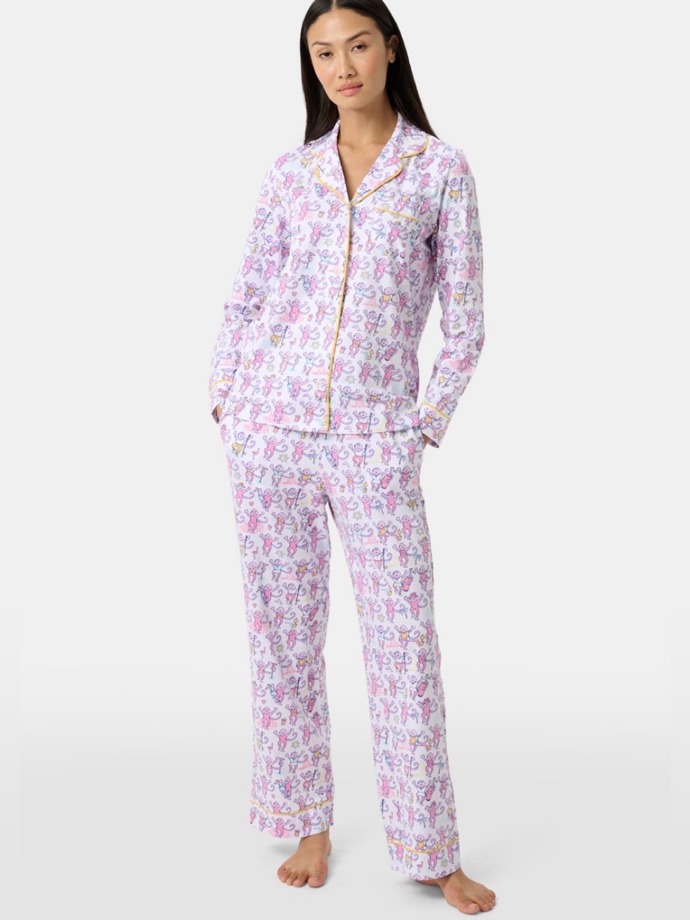 Roller Rabbit Palm Beach Monkey Long Sleeve Polo Pajamas